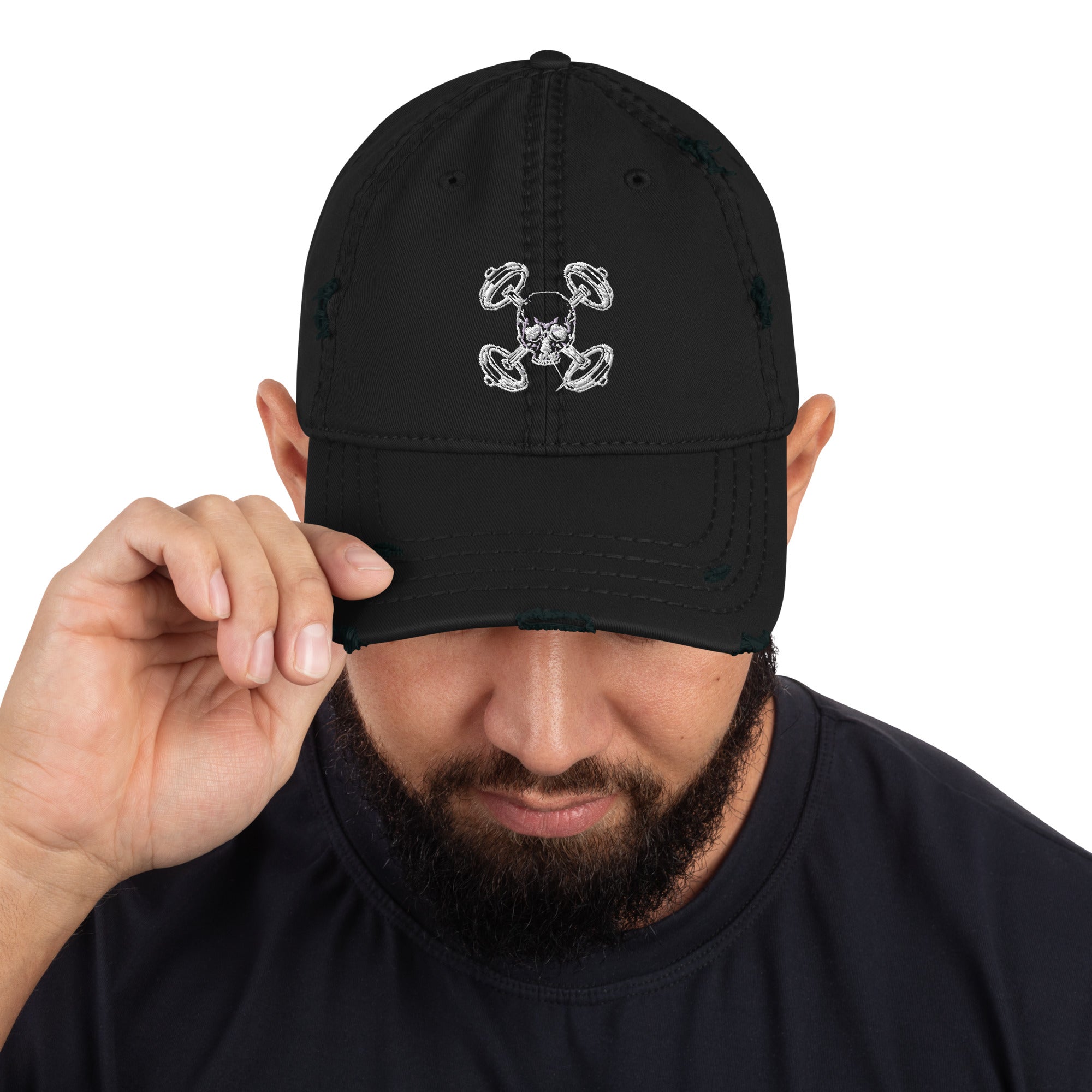 Skull & Crossweights Distressed Dad Hat